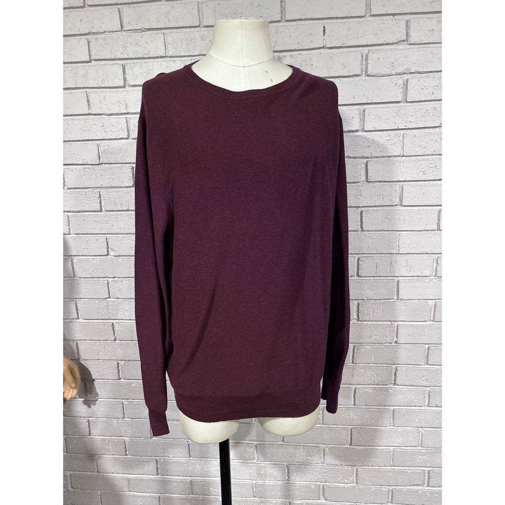 J.Crew Mens Burgundy Crewneck Knit Sweater H6060‎ Size Large Maroon Classic